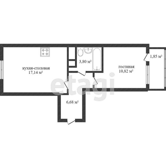 41 м², 1-комнатная квартира 4 600 000 ₽ - изображение 1