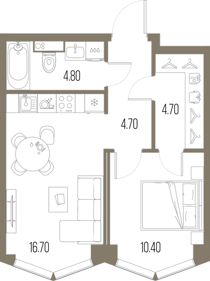 41,3 м², 1-комнатная квартира 20 600 440 ₽ - изображение 15