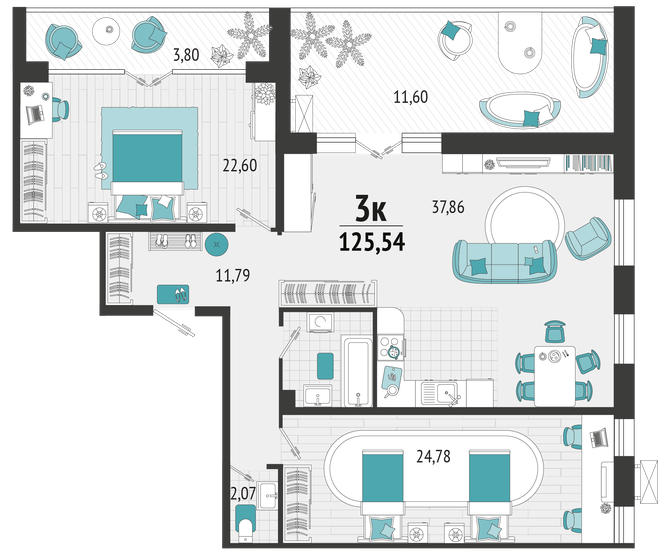 117,2 м², 3-комнатная квартира 18 167 550 ₽ - изображение 1