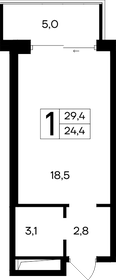 Квартира 29,4 м², 1-комнатные - изображение 1