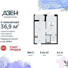 Квартира 36,9 м², 1-комнатная - изображение 3