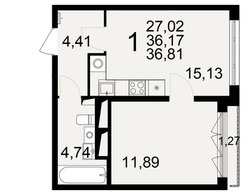 Квартира 36,8 м², 1-комнатная - изображение 1