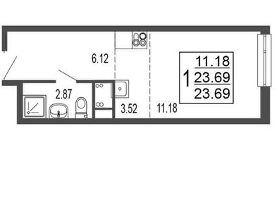 Квартира 23,7 м², студия - изображение 1