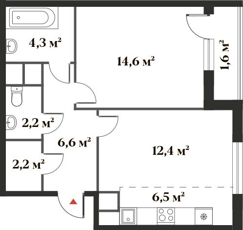 50,4 м², 2-комнатная квартира 12 835 841 ₽ - изображение 1