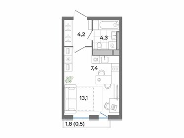 Квартира 29,5 м², студия - изображение 1