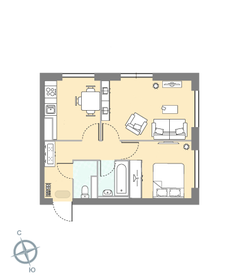 Квартира 44,3 м², 2-комнатная - изображение 1