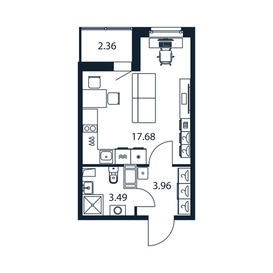 26,3 м², квартира-студия 4 560 888 ₽ - изображение 21