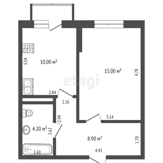 38,1 м², 1-комнатная квартира 5 300 000 ₽ - изображение 1