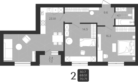 74,7 м², 3-комнатная квартира 13 446 000 ₽ - изображение 53