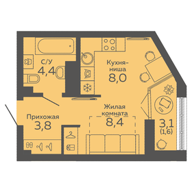 28 м², квартира-студия 5 600 000 ₽ - изображение 55