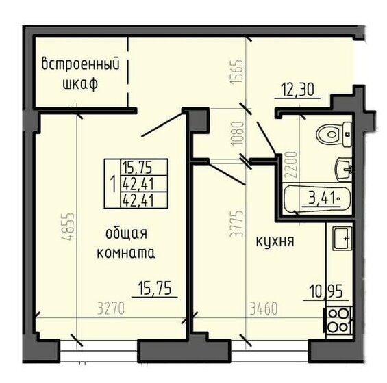 42 м², 1-комнатная квартира 4 711 751 ₽ - изображение 43
