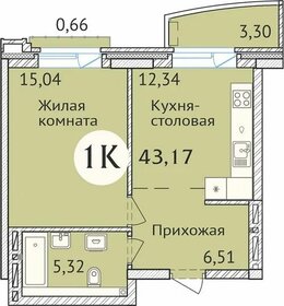 Квартира 42,8 м², 1-комнатная - изображение 1