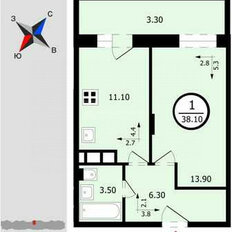 Квартира 38,1 м², 1-комнатная - изображение 2