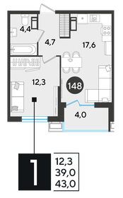 43 м², 1-комнатная квартира 7 684 100 ₽ - изображение 14