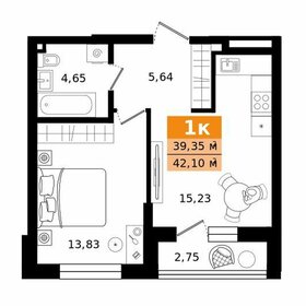 Квартира 42,1 м², 1-комнатная - изображение 1