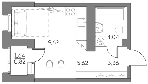 Квартира 23,5 м², студия - изображение 1