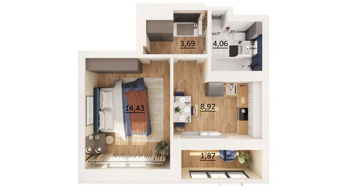 33 м², 1-комнатная квартира 7 999 000 ₽ - изображение 49