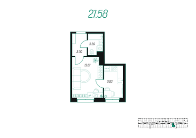 38,2 м², 1-комнатная квартира 3 500 000 ₽ - изображение 48