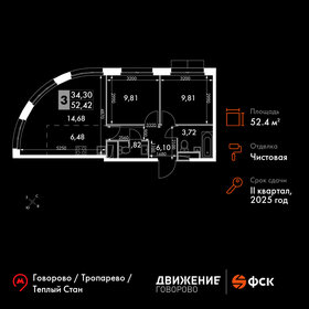 Квартира 52,4 м², 3-комнатные - изображение 1