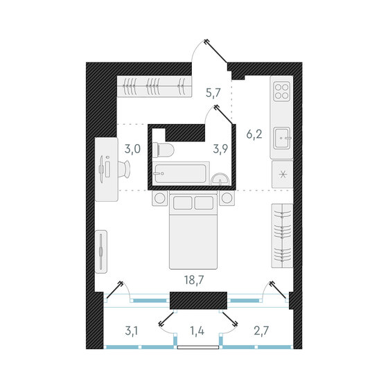 37,5 м², 1-комнатная квартира 6 450 000 ₽ - изображение 1