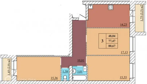 80,7 м², 3-комнатная квартира 8 230 380 ₽ - изображение 4