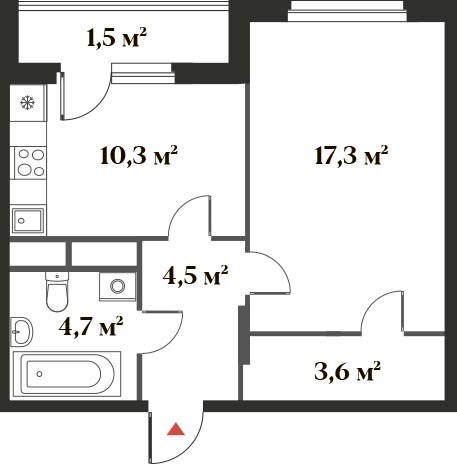 41,9 м², 1-комнатная квартира 11 271 083 ₽ - изображение 1