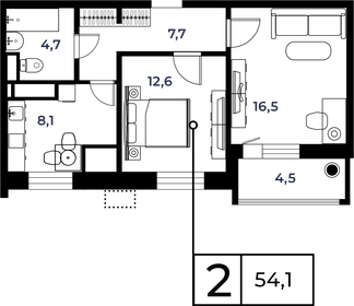 Квартира 54 м², 2-комнатная - изображение 1