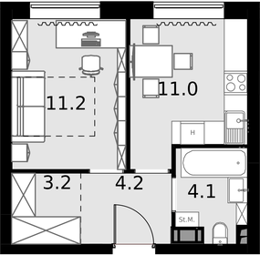 33 м², 1-комнатные апартаменты 9 537 000 ₽ - изображение 51