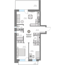 Квартира 63,9 м², 2-комнатная - изображение 1