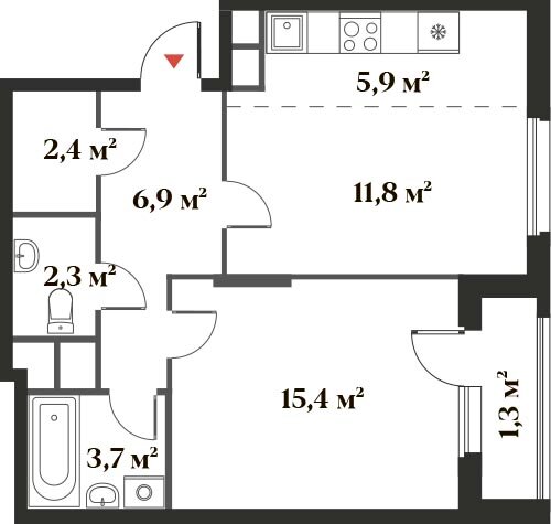 49,7 м², 2-комнатная квартира 12 809 679 ₽ - изображение 1