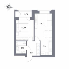 Квартира 42,9 м², 2-комнатная - изображение 1