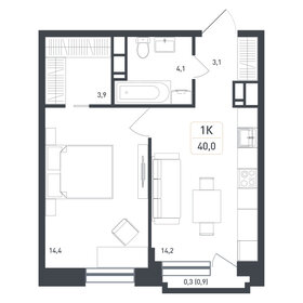 Квартира 39,7 м², 1-комнатная - изображение 1