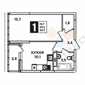 34 м², 1-комнатная квартира 4 900 000 ₽ - изображение 73
