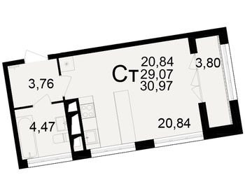 Квартира 31 м², студия - изображение 1