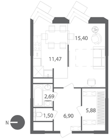 43,8 м², 1-комнатная квартира 6 225 280 ₽ - изображение 43