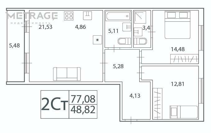 72,2 м², 3-комнатная квартира 10 500 000 ₽ - изображение 1