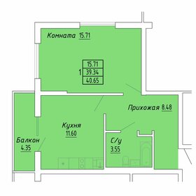 Квартира 40,7 м², 1-комнатные - изображение 1