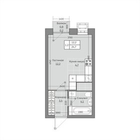 Квартира 24,7 м², 1-комнатная - изображение 1