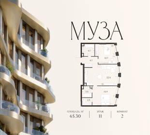 Квартира 65,3 м², 2-комнатная - изображение 1
