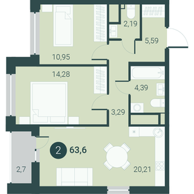 62,7 м², 2-комнатная квартира 8 780 000 ₽ - изображение 14
