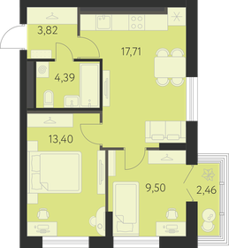 Квартира 49,6 м², 2-комнатная - изображение 1