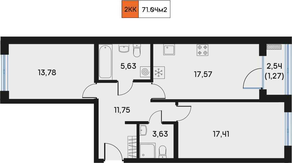 69,8 м², 2-комнатная квартира 25 373 968 ₽ - изображение 15