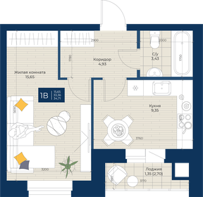 41 м², 1-комнатная квартира 4 090 000 ₽ - изображение 40