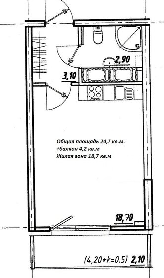 25 м², квартира-студия 3 790 000 ₽ - изображение 10