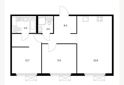 Квартира 61,8 м², 2-комнатная - изображение 1