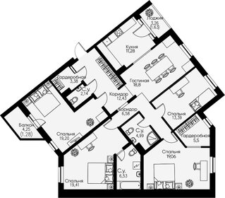 Квартира 145,4 м², 4-комнатная - изображение 1
