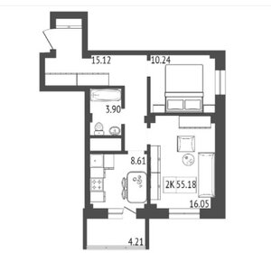 Квартира 55,2 м², 2-комнатная - изображение 1