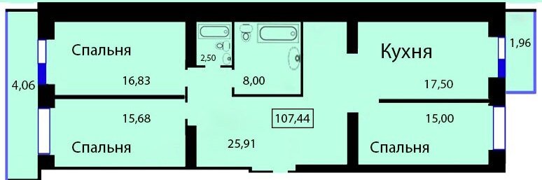 Квартира 107,4 м², 3-комнатная - изображение 5