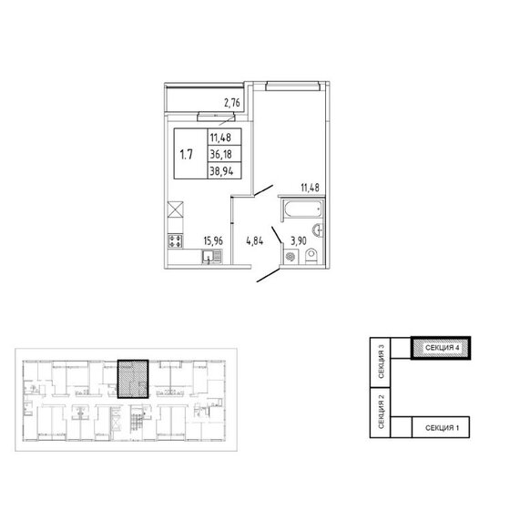 38,9 м², 1-комнатная квартира 5 990 000 ₽ - изображение 1