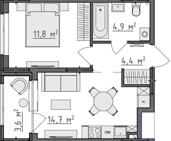 Квартира 37,6 м², 1-комнатная - изображение 1